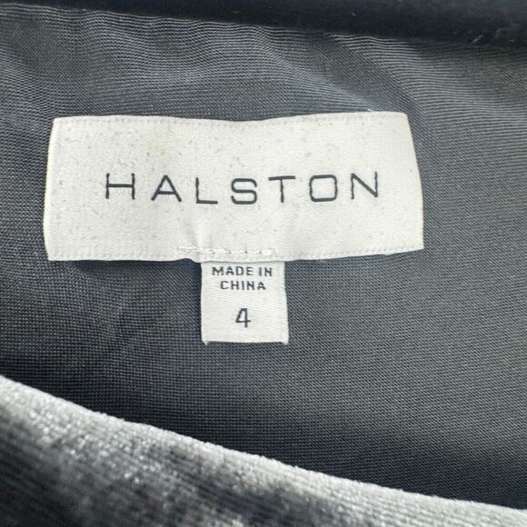 Halston Off the Shoulder Wren Steel Velvet Jumpsuit Ruched Wide Leg Size 4 NWOT - Picture 9 of 13